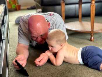 Gruber with his grandson