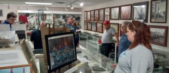 Karen Zucker and Dan Stull give a tour of the Huber Machinery Museum