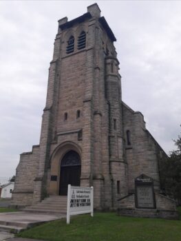 A tall stone church