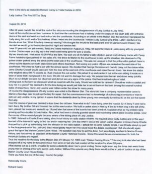 A letter of confession transcribed by Trella Romine.